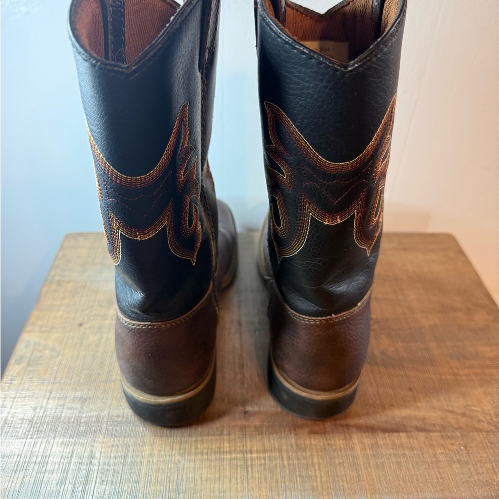 Cowboy Boots Boy Size 1 Kids Brown/Black Western Boots - Picture 5 of 6